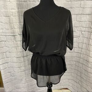 Express sheer top w/cinch waist black size small